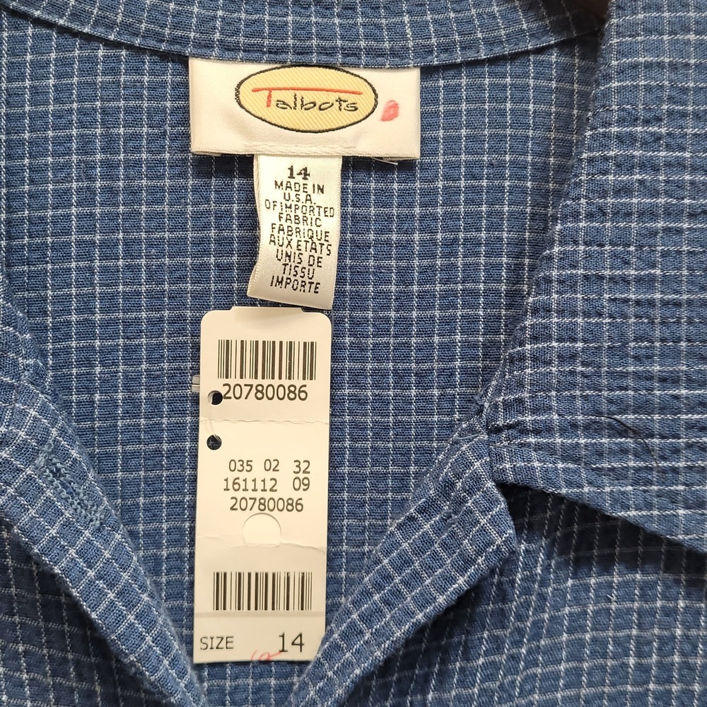 Tallbots Sleeveless Button Shirt Dress Collar Sz 14 Blue Maxi Tie Back USA NWT - Picture 6 of 13